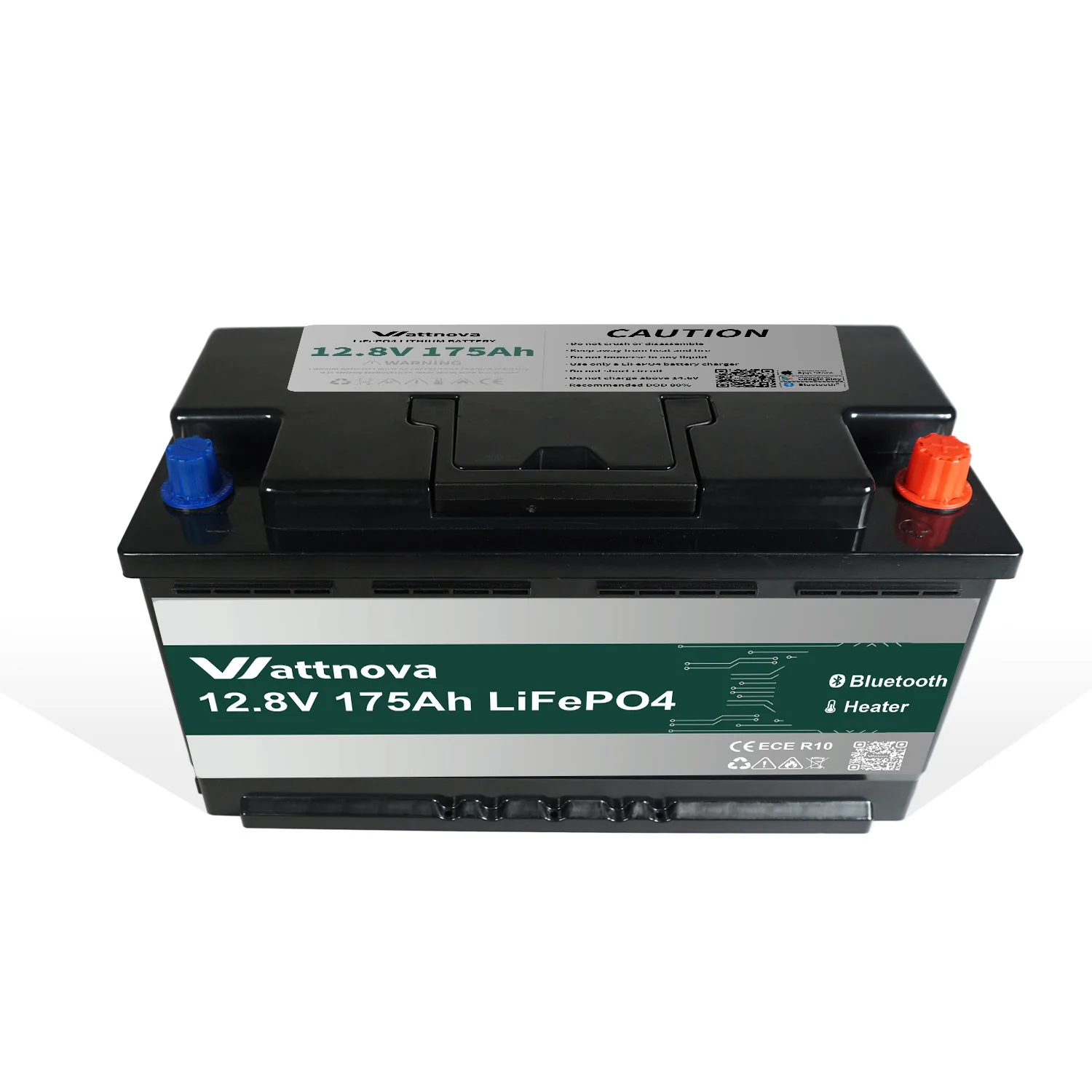 Lithium Battery LifePO4 12.8V 175AH Smart BMS with Bluetooth Heating Motorhome Underseat IP67
